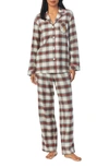 Lauren Ralph Lauren Plaid Cotton Blend Pajamas In Cream Plaid