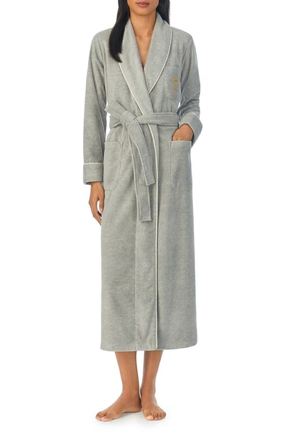 Lauren Ralph Lauren Recycled Polyester Fleece Dressing Gown In Grey Heather