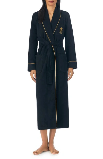 Lauren Ralph Lauren Recycled Polyester Fleece Robe In Black