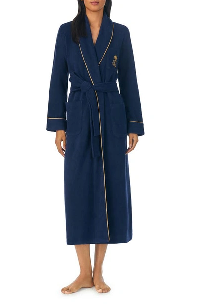 Lauren Ralph Lauren Recycled Polyester Fleece Robe In Navy
