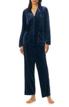 Lauren Ralph Lauren Velvet Pajamas In Mid Blue