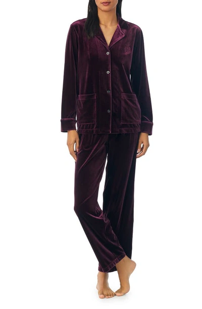 Lauren Ralph Lauren Velvet Pyjamas In Burgundy