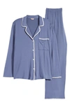 Eberjey Frida Whipstich Pajamas In Night Shadow Blue/ Ivory