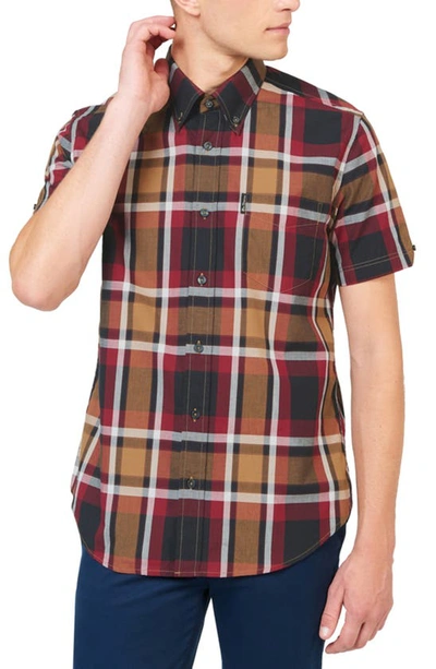 Ben Sherman Plaid Short Sleeve Button-down Shirt In Red