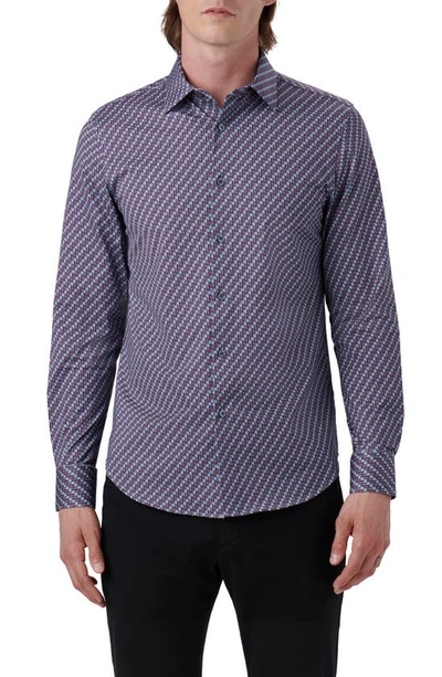 Bugatchi James Ooohcotton® Illusion Print Button-up Shirt In Burgundy