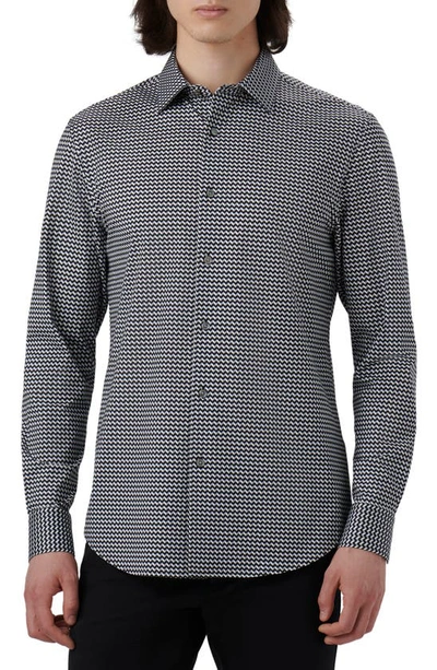 Bugatchi James Ooohcotton® Chevron Button-up Shirt In Black