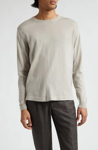 Thom Sweeney Merino Wool Crewneck Sweater In Stone