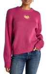 Splendid Elisa Heart Cutout Sweater In Raspberry Punch