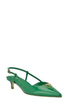 Guess Jesson Slingback Pointed Toe Pump In Green- Faux Patent Leather