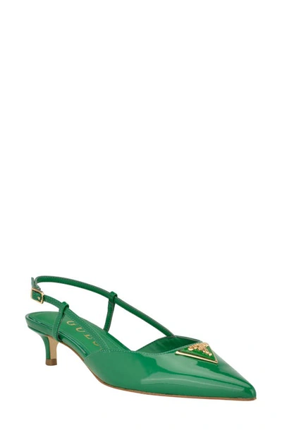 Guess Jesson Slingback Pointed Toe Pump In Medium Green 310