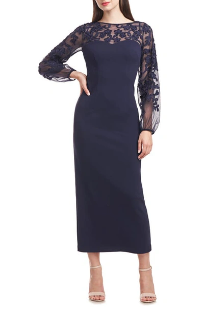 Js Collections Sammi Soutache Long Sleeve Cocktail Dress In Navy