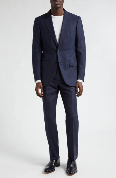Zegna Stripe Centoventimila Couture Wool Suit In Navy