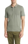 Hugo Boss Penrose Tipped Polo In Open Green