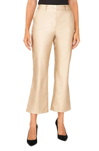 Halogen Faux Leather Ankle Kick Flare Pants In Soft Gold