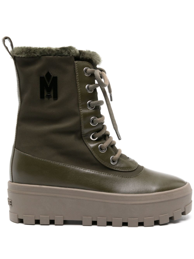 Mackage Hero-w Shearling-lined Ankle Boots In Green