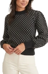 Marine Layer Alma Puff Sleeve Sweater In Black White