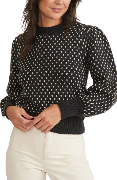 Marine Layer Alma Puff Sleeve Sweater In Black White