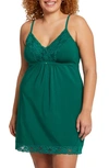 Montelle Intimates Lace Trim Full Bust Support Chemise In Jade