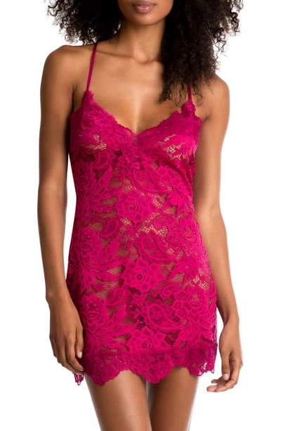 In Bloom By Jonquil Roman Holiday Sheer Lace Chemise In Raspberry