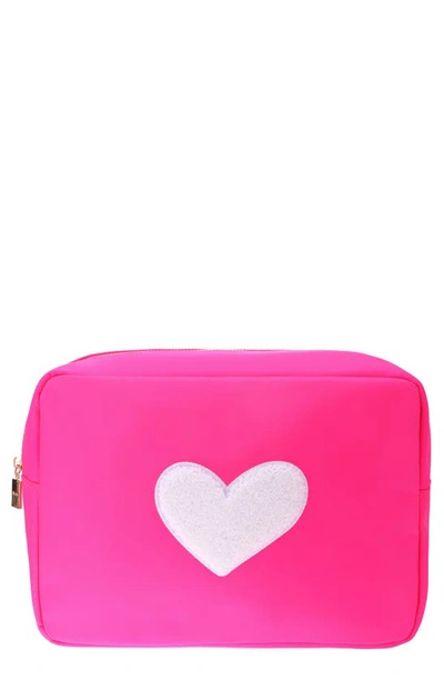 Bloc Bags Xl Heart Cosmetics Bag In Hot Pink