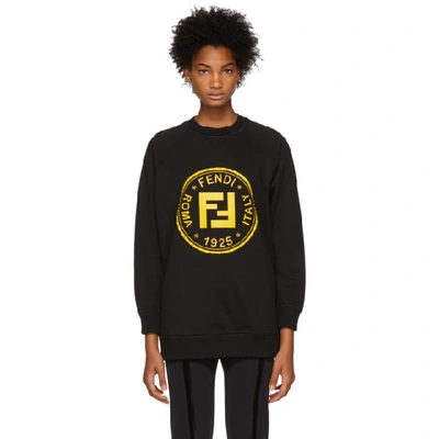 Fendi Ff Logo Bead Embellished Sweatshirt In Black