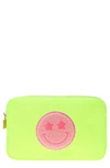 Bloc Bags Medium Smiley Cosmetics Bag In Neon Yellow
