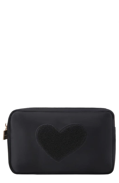Bloc Bags Medium Heart Cosmetic Bag In Black/ Black