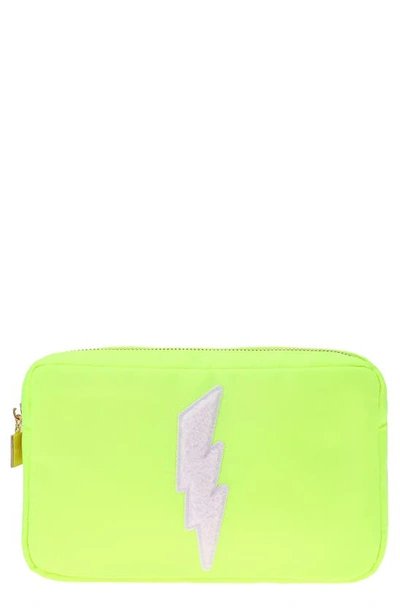 Bloc Bags Medium Lightening Bolt Cosmetics Bag In Neon Yellow