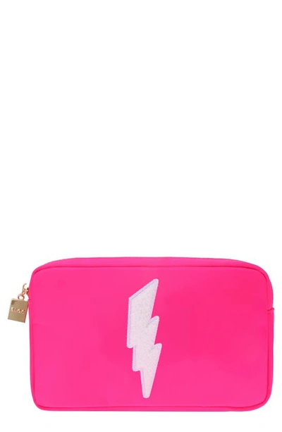 Bloc Bags Medium Lightening Bolt Cosmetics Bag In Hot Pink