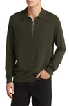 Nn07 Quarter Zip Wool Polo Sweater In Dark Army