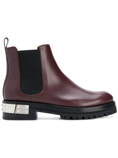 Alexander Mcqueen Studded Logo Plaque Chelsea Boots In Red