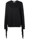 Msgm Fringe Detail Sweatshirt In Black
