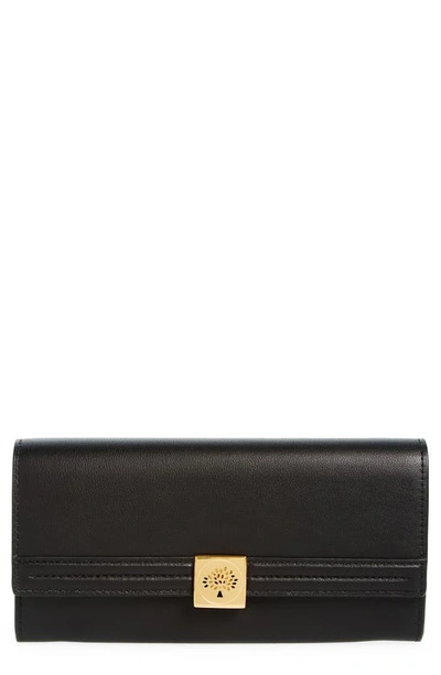 Mulberry Tree Logo Leather Continental Wallet In Black