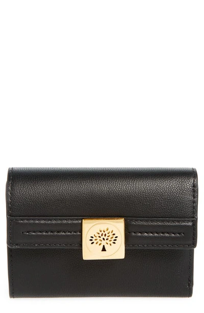 Mulberry Tree Logo Leather Trifold Wallet In Black