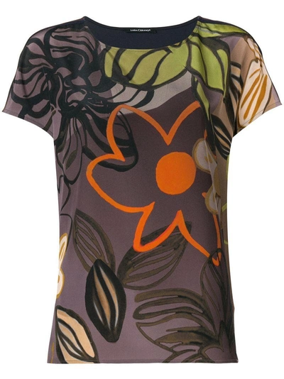 Luisa Cerano Floral Print T-shirt - Brown