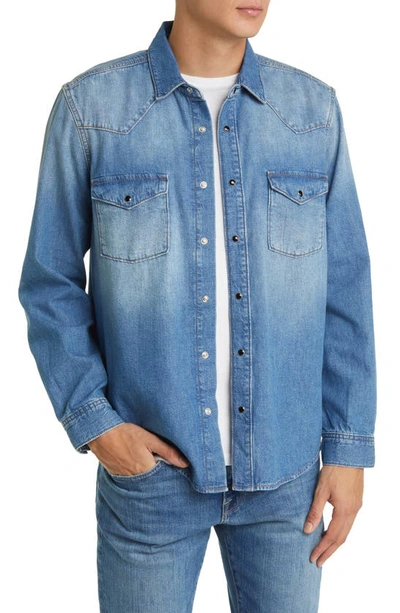 Frame Western Denim Snap Front Shirt In Barcelona