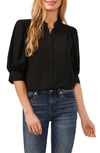 Cece Puff Sleeve Crepe Button-up Shirt In Rich Black