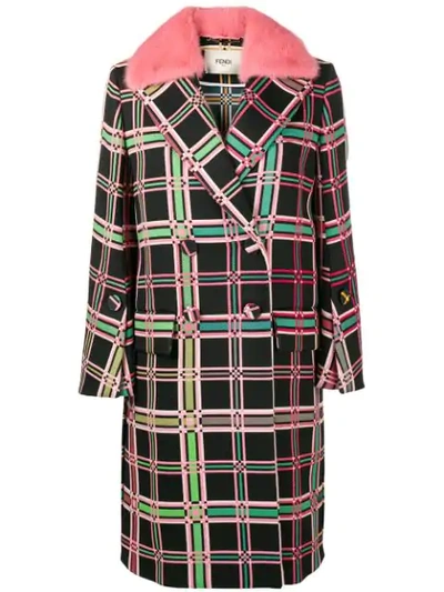 Fendi Knit Check Coat - Black