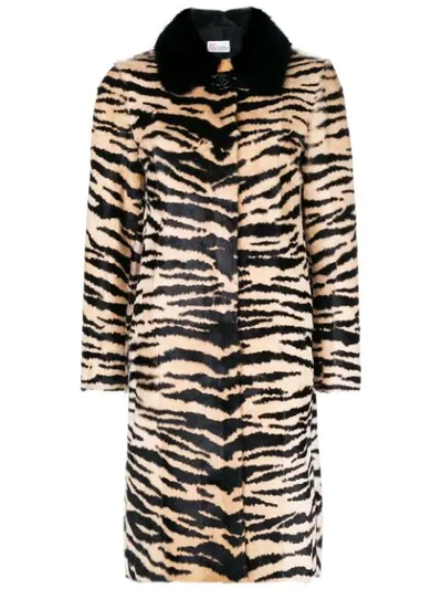 Red Valentino Animal Print Fitted Coat - Black