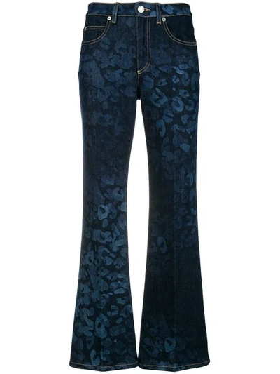 Sonia Rykiel Flared Leopard Print Jeans In Blue