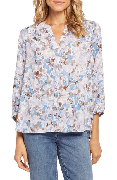 Nydj High-low Crepe Blouse In Becca Bouquet