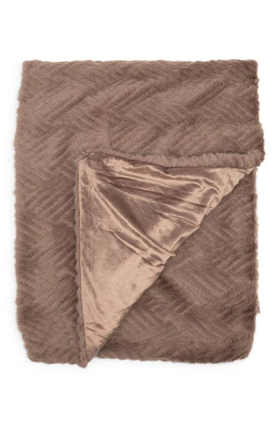 Northpoint Faux Fur Throw Blanket In Mocha