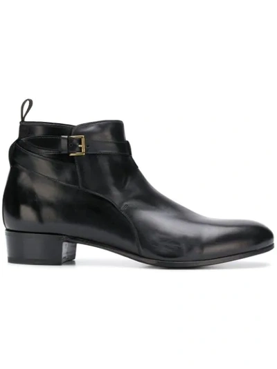 Lidfort Buckle Detail Ankle Boots In Black