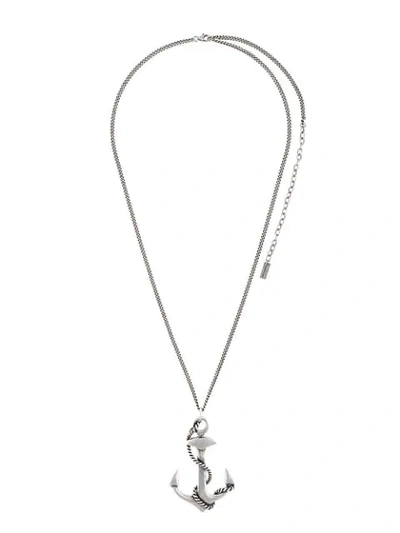 Saint Laurent Anchor Pendant Necklace In Metallic