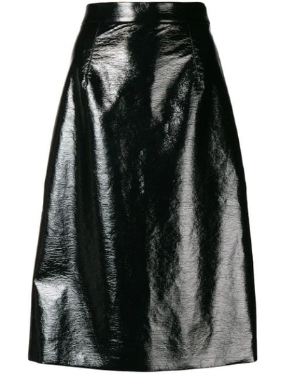 Mantù Mantu Mid-length Wet Look Skirt - Black