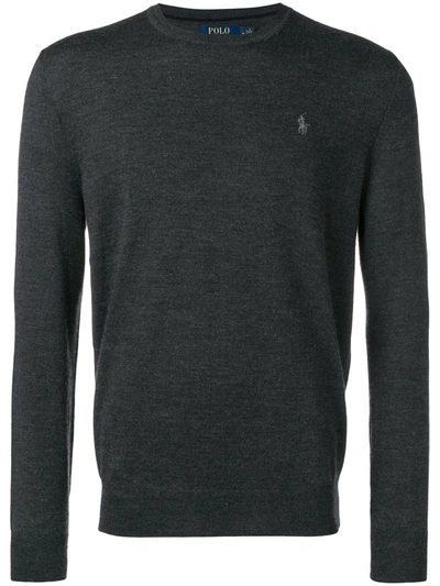 Polo Ralph Lauren Logo Fitted Sweater In Grey