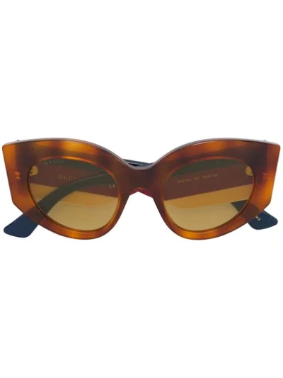 Gucci Eyewear Oversized Cat Eye Sunglasses - Brown