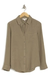 Beachlunchlounge Alessia Long Sleeve Cotton Button-up Shirt In Olive Nouveau