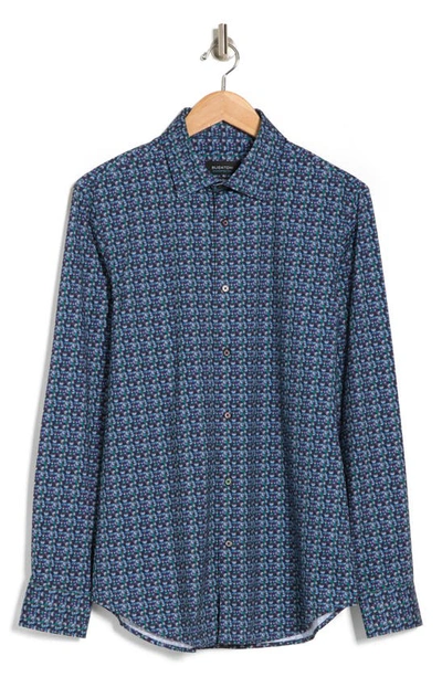 Bugatchi Ooohcotton® Microprint Button-up Shirt In Peacock