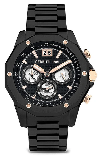 Cerruti 1881 Molveno Stainless Steel Bracelet Watch, 44.5mm In Black